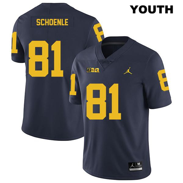 Youth NCAA Michigan Wolverines Nate Schoenle #81 Navy Jordan Brand Authentic Stitched Legend Football College Jersey YQ25G27PD